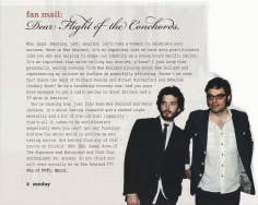 Flight of The Conchords - Fan Mail scan from Sunday Star Times July 2007