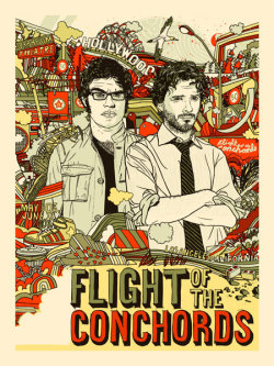 Flight of The Conchords tour poster 2008 - By Tyler Stout